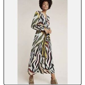 Anthropologie Corey Lynn Calter Zebra Print Colorful Maxi Wrap Dress - Large